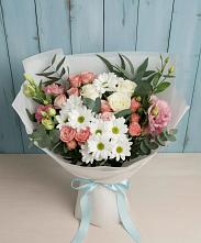 Букет цветов из:  Розы, Лизиантусы и Хризантемы в Красный Яр Тульская область