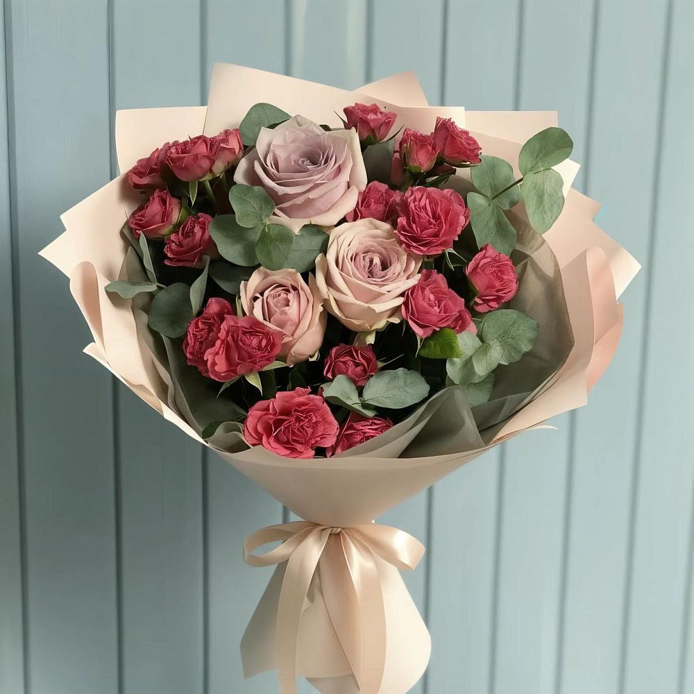 Букет цветов из: Гвоздики и Розы в Красный Яр Тульская область