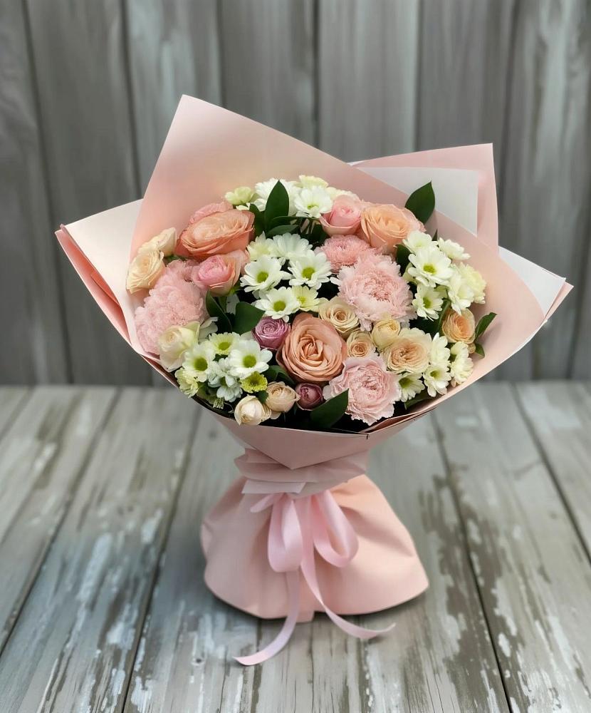 Букет цветов из: Гвоздики, Розы и Хризантемы в Красный Яр Тульская область