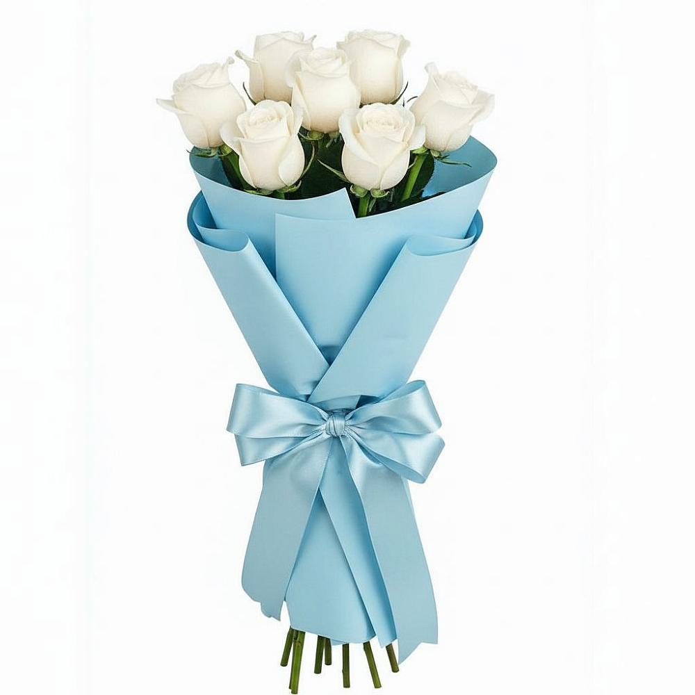 Букет 7 белых роз Проуд в Красный Яр Тульская область