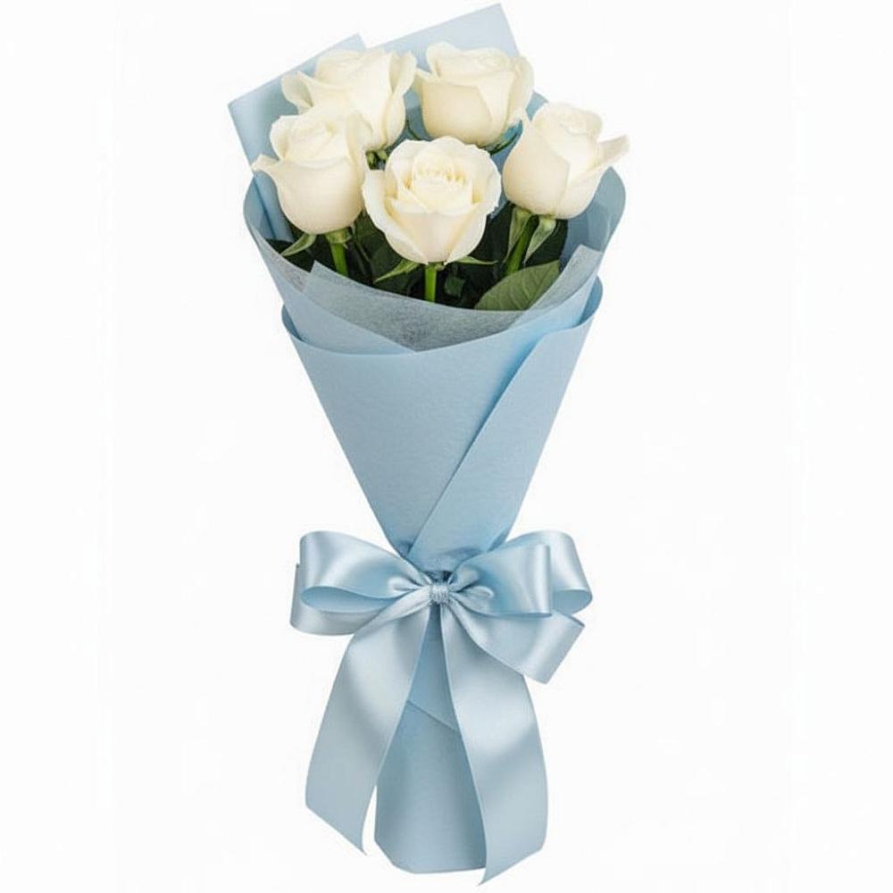 Букет 5 Белых роз Проуд в Красный Яр Тульская область