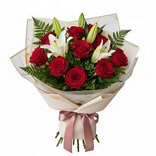 Букет цветов из:  Лилии и Розы в Красный Яр Тульская область