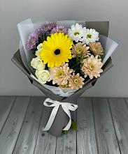 Букет цветов из:  Розы, Герберы и Хризантемы в Красный Яр Тульская область