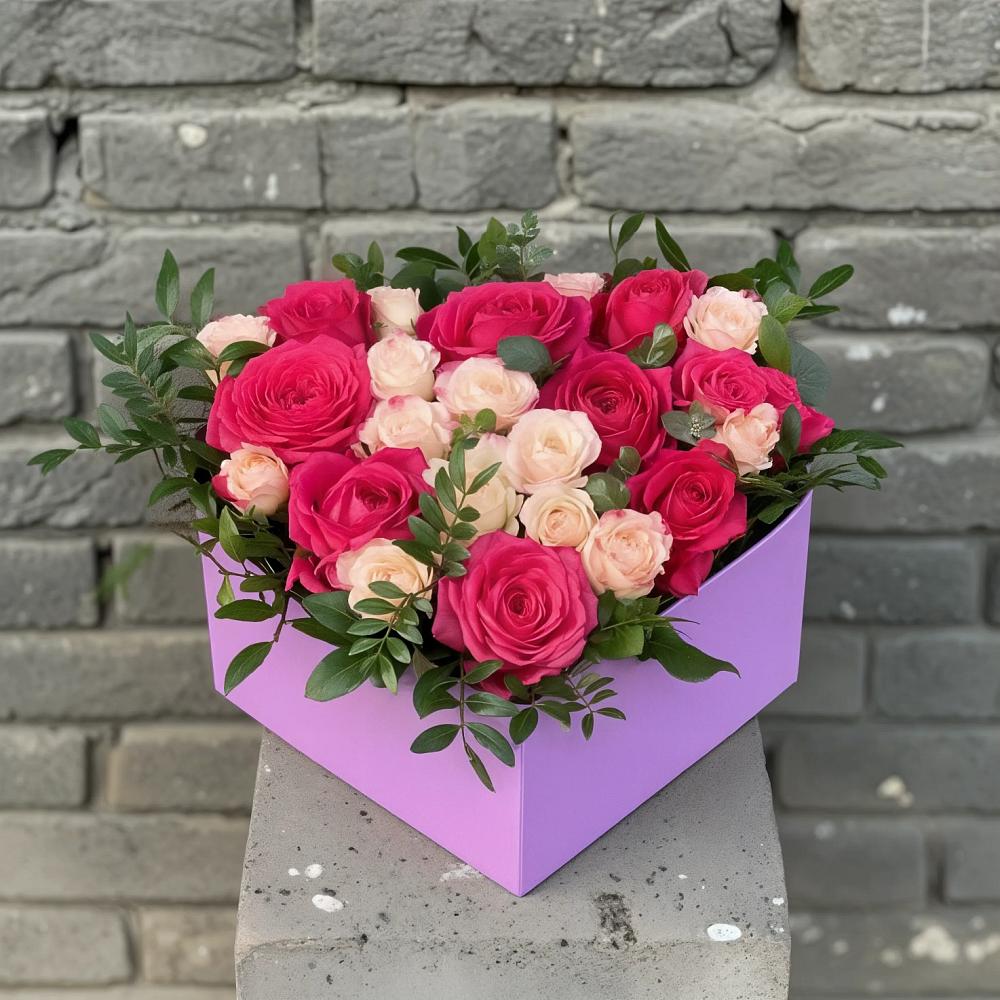 Цветочная композиция из Розы в коробке в Красный Яр Тульская область