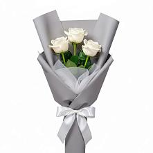 Букет 3 белые розы в Красный Яр Тульская область