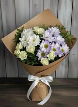 Букет цветов из:  Хризантемы и Розы в Красный Яр Тульская область