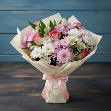 Букет цветов из:  Хризантемы, Альстромерии и Розы в Красный Яр Тульская область