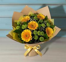Букет цветов из:  Герберы и Хризантемы в Красный Яр Тульская область