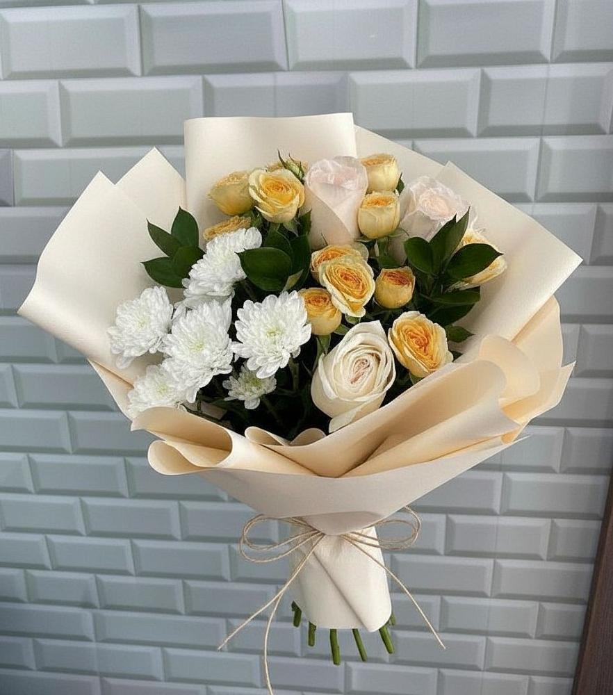 Букет цветов из: Розы и Хризантемы в Красный Яр Тульская область