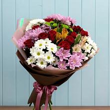 Букет цветов из:  Розы, Хризантемы и Альстромерии в Красный Яр Тульская область