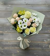 Букет цветов из:  Альстромерии, Розы и Хризантемы в Красный Яр Тульская область