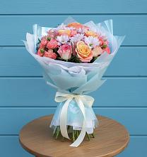 Букет цветов из:  Хризантемы и Розы в Красный Яр Тульская область