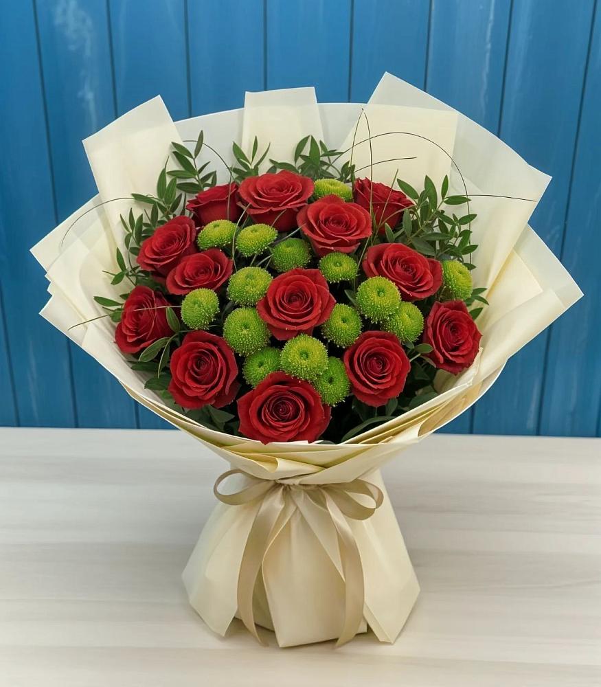 Букет цветов из: Розы и Хризантемы в Красный Яр Тульская область