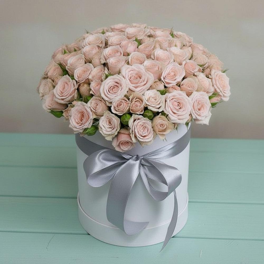 Цветочная композиция из Розы в шляпной коробке в Красный Яр Тульская область